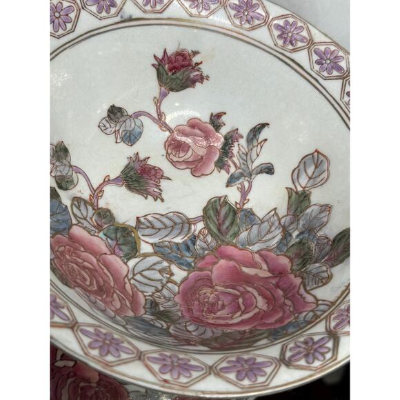 Rose of The Isles, Hand painted Porcelain Fruit Bowl. By Toyo..Pink/ Cream glaze - Picture 4 of 8